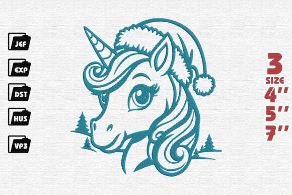 Christmas Magic Santa s Unicorn Embroidery