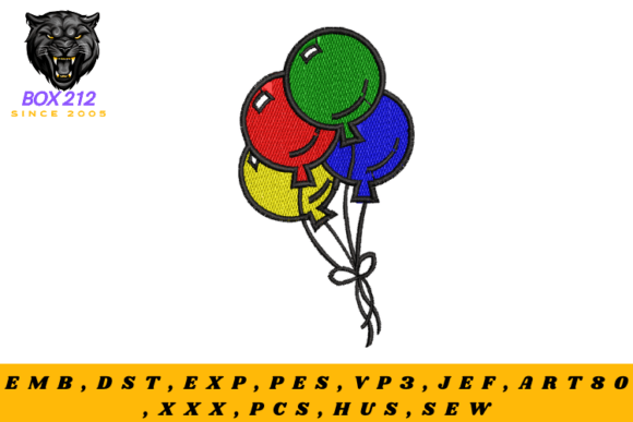 Colorful Balloons Digital Embroidery