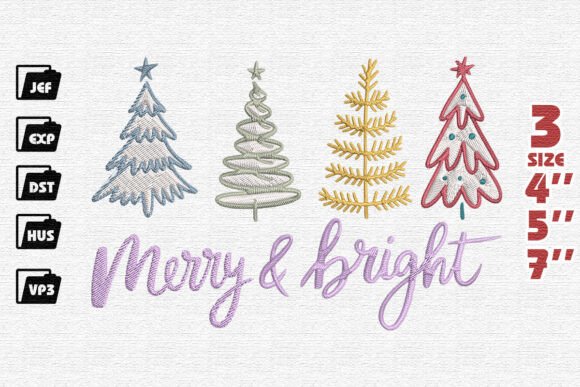 Festive Christmas Trees Embroidery