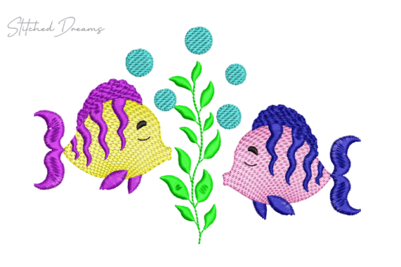 Fish Eating Grass Embroidery Design