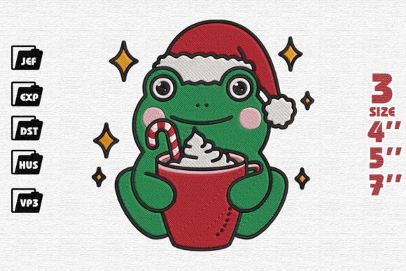 Hoppy Holidays with Christmas Frog Embroidery