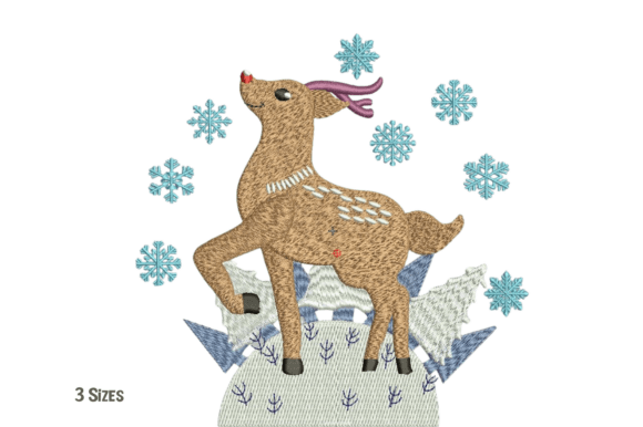 Playful Reindeer Winter Embroidery