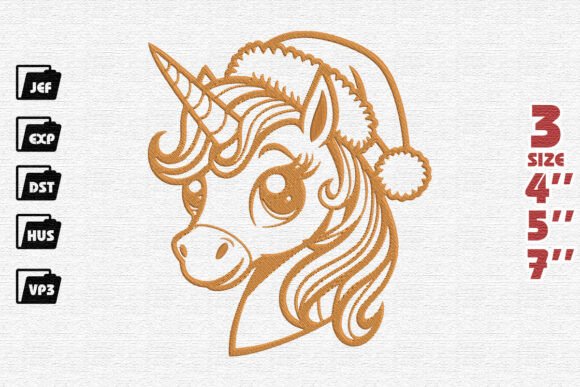 Santa’s Jolly Unicorn Embroidery