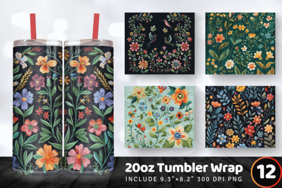 Spring Hand Embroidery Tumbler Wrap